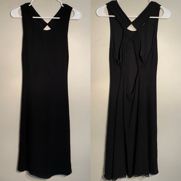 Armani Collezioni Black Silk Backless Midi Knee Length Dress - Picture 1 of 14